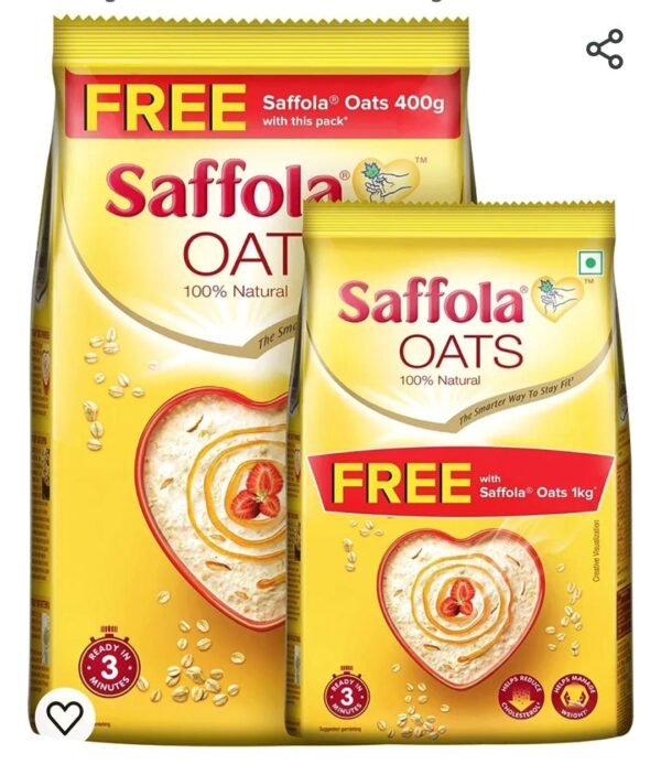 Saffola (Oats 100% natural 1kg Free+ Pack OF Saffola Oats 300g FREE)