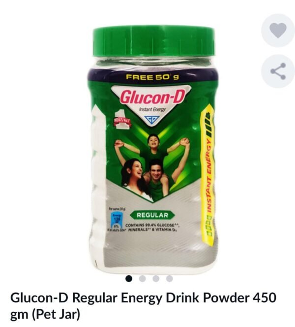 Glucon-D Regular Energy Drink Powder 450 gm (Pet Jar)